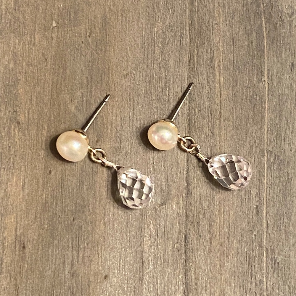 Pearl and crystal drop earrings